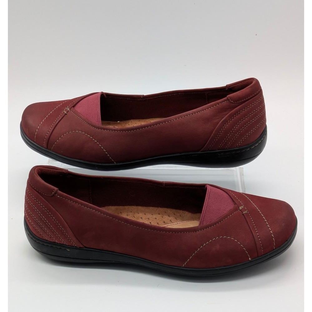 Rockport Cobb Hill Leather Loafers Women's Size 8W Red Comfort Slip On Flats